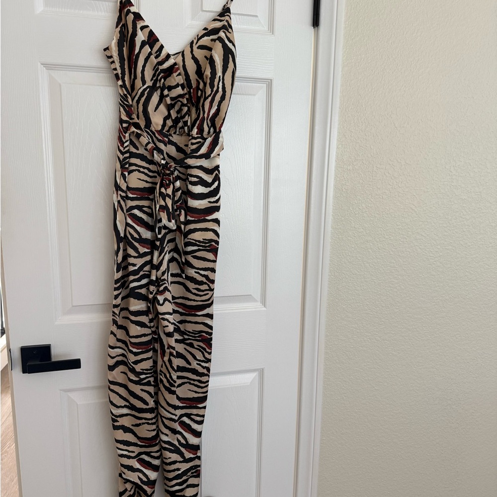 Guess Black and Cream Zebra Jumpsuit